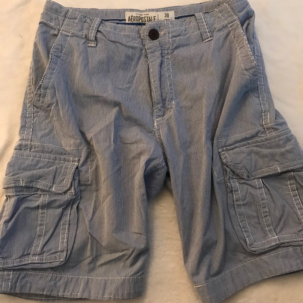 Cool Blue with White Stripes Khaki Shorts - AERO